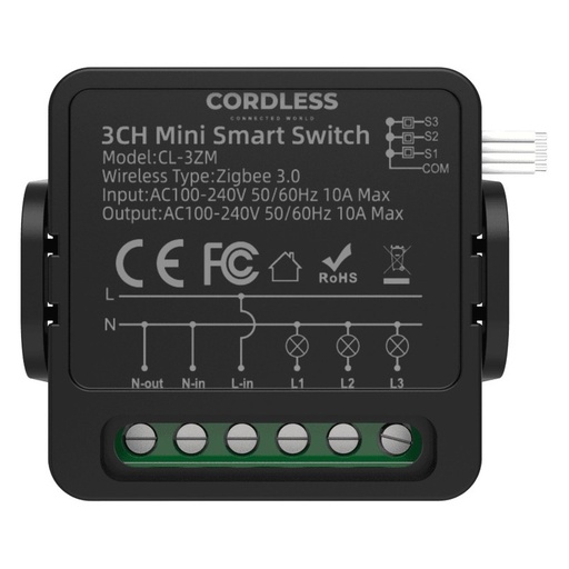 [CL-3ZM] Cordless CL-3ZM Intelligent Mini Switch Module 3-Way 10A, Zigbee