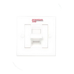 [121121210] Premium Line 121121210 Euro II Face Plate, Right-angle, 90° Entry, 86x86, Snap-In with Shutter, 1-Port, White