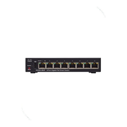 [SG250-08HP-K9-EU] Cisco SG250-08HP-K9-EU 250 Series Smart Switch, 8 x 10/100/1000 PoE+ ports with 45W power budget, Desktop / wall-mountable