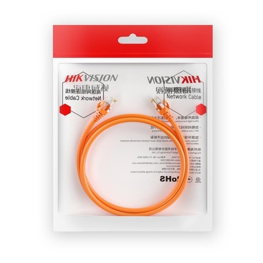 [DS-1NP6UEC0-3M-Orange] Hikvision DS-1NP6UEC0-3M-Orange Cat6 U/UTP Patch Cord 3M Orange, 24AWG Copper