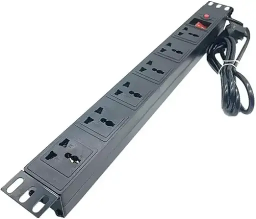 [PDU] 6-Economi PDU Power Strip, 19-inch Rack Mount, Universal AC 110V-240V, Plastic Housing